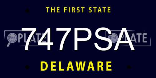 747PSA Delaware License Plate