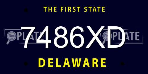 7486XD Delaware License Plate
