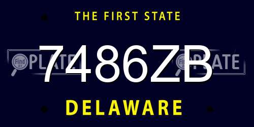 7486ZB Delaware License Plate