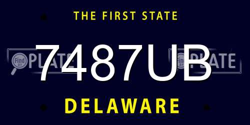 7487UB Delaware License Plate