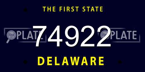 74922 Delaware License Plate