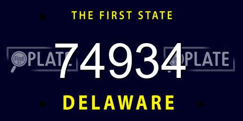 74934 Delaware License Plate
