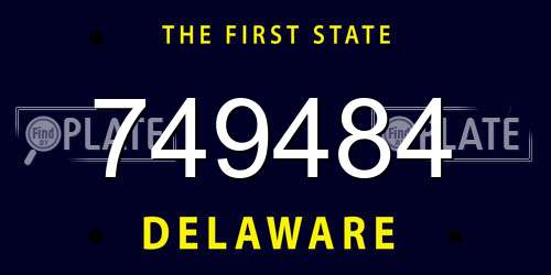 749484 Delaware License Plate