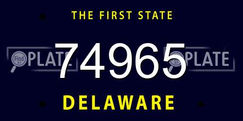 74965 Delaware License Plate