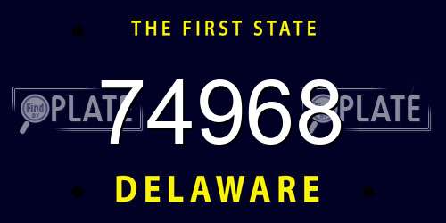 74968 Delaware License Plate
