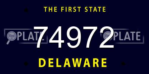 74972 Delaware License Plate