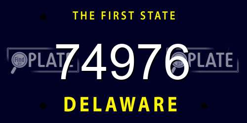 74976 Delaware License Plate