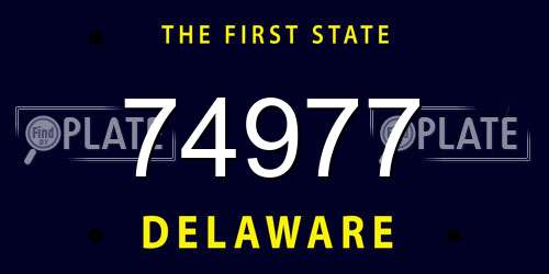 74977 Delaware License Plate