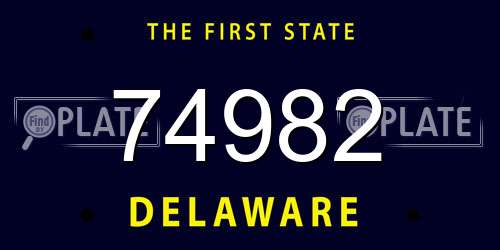 74982 Delaware License Plate