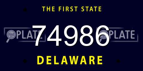 74986 Delaware License Plate