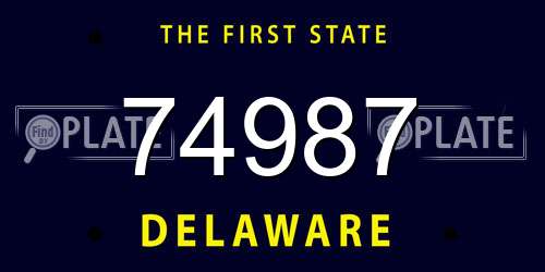 74987 Delaware License Plate