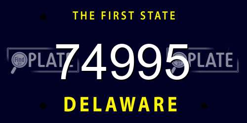 74995 Delaware License Plate