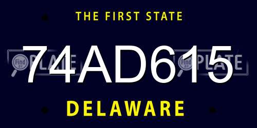 74AD615 Delaware License Plate