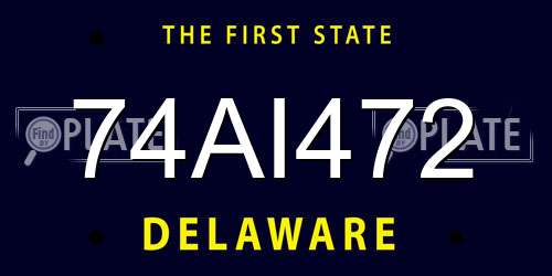 74AI472 Delaware License Plate