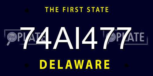 74AI477 Delaware License Plate