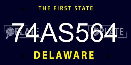 74AS564 Delaware License Plate