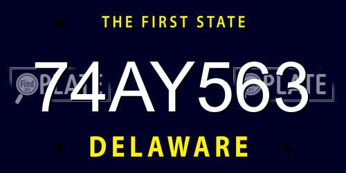74AY563 Delaware License Plate