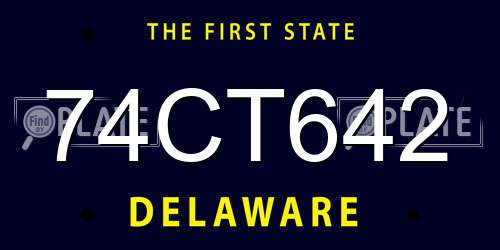 74CT642 Delaware License Plate