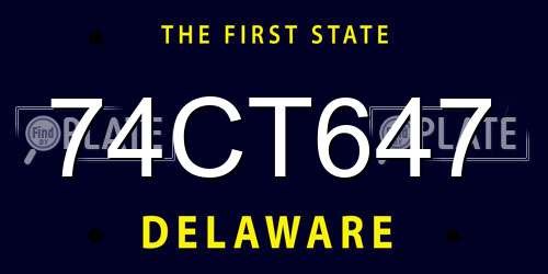 74CT647 Delaware License Plate