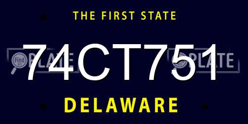 74CT751 Delaware License Plate
