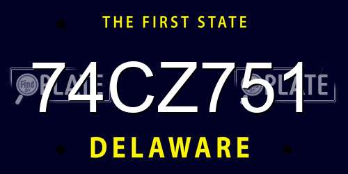 74CZ751 Delaware License Plate