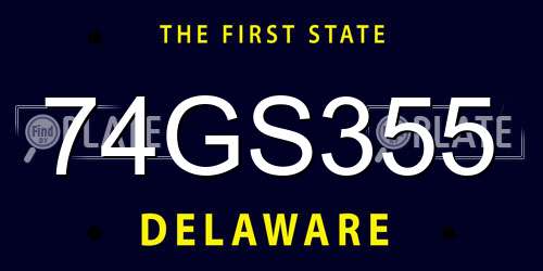 74GS355 Delaware License Plate