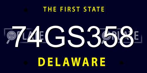 74GS358 Delaware License Plate
