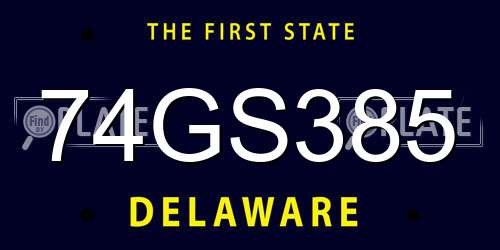 74GS385 Delaware License Plate