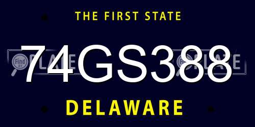 74GS388 Delaware License Plate