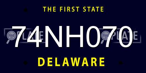 74NH070 Delaware License Plate