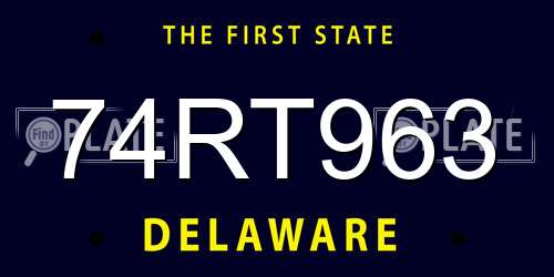 74RT963 Delaware License Plate
