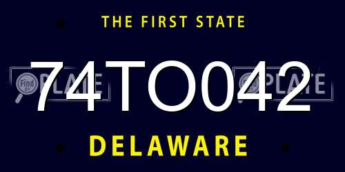 74TO042 Delaware License Plate