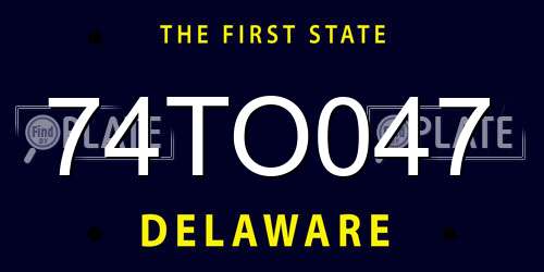 74TO047 Delaware License Plate