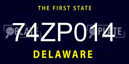 74ZP014 Delaware License Plate