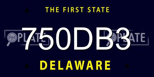 750DB3 Delaware License Plate