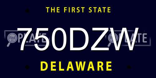 750DZW Delaware License Plate