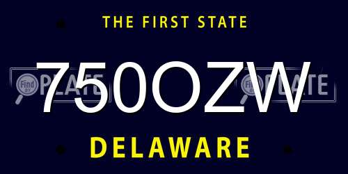 750OZW Delaware License Plate