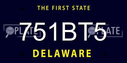 751BT5 Delaware License Plate