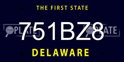 751BZ8 Delaware License Plate