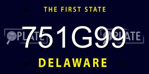 751G99 Delaware License Plate