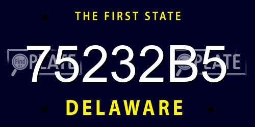 75232B5 Delaware License Plate