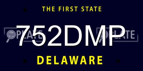 752DMP Delaware License Plate