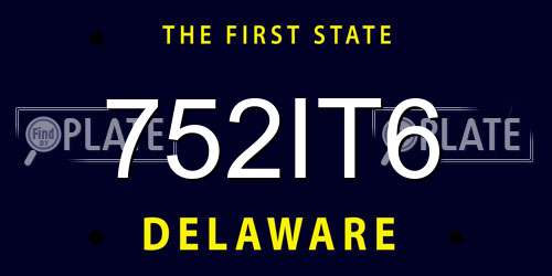 752IT6 Delaware License Plate