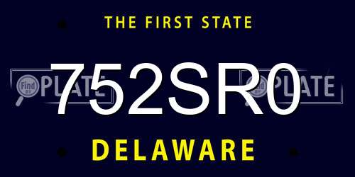 752SR0 Delaware License Plate