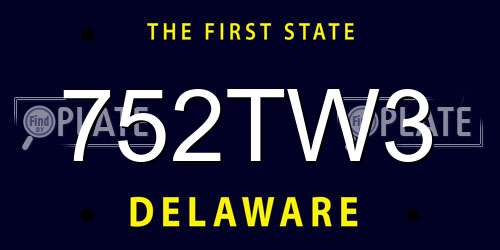 752TW3 Delaware License Plate