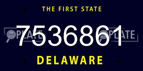 7536861 Delaware License Plate