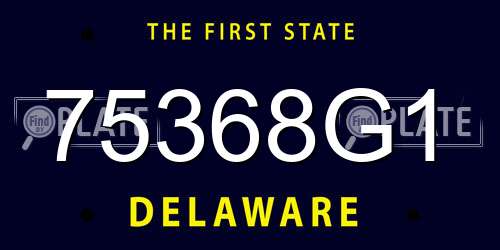 75368G1 Delaware License Plate