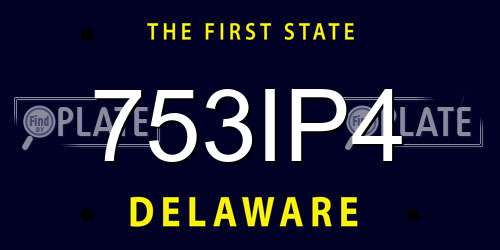 753IP4 Delaware License Plate