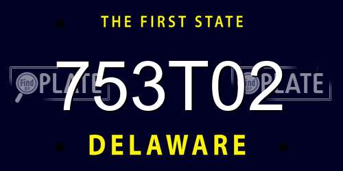 753T02 Delaware License Plate