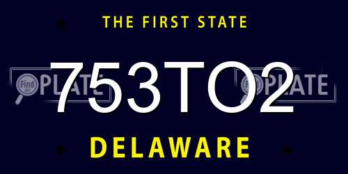 753TO2 Delaware License Plate